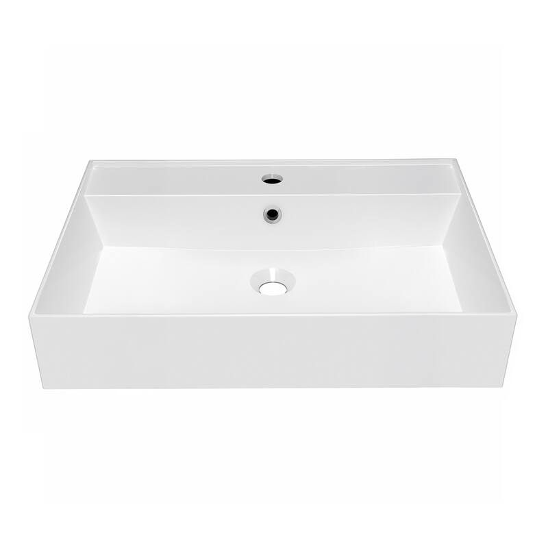 Whitehaus B-AG61-1H 24" Rectangular Vitreous China Wall Mounted