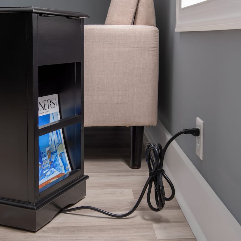 Rectangular Accent Table with USB and Storage Compartment - 24" - Black