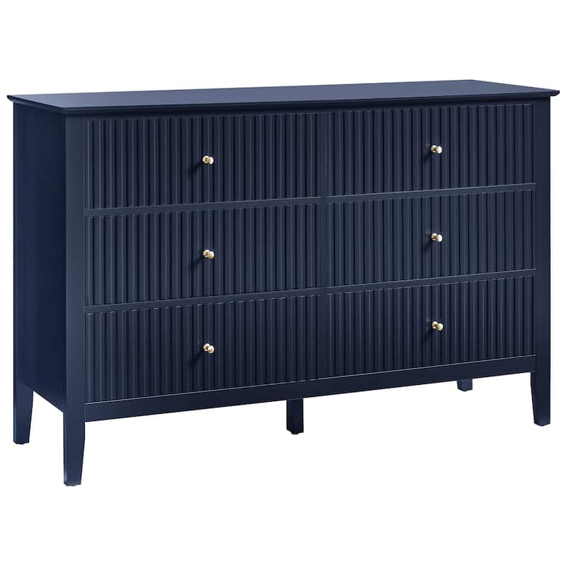 6 Drawer Dresser Fluted Modern with 5 Colors Available | High Weight Capacity Wood Dresser for Bedroom