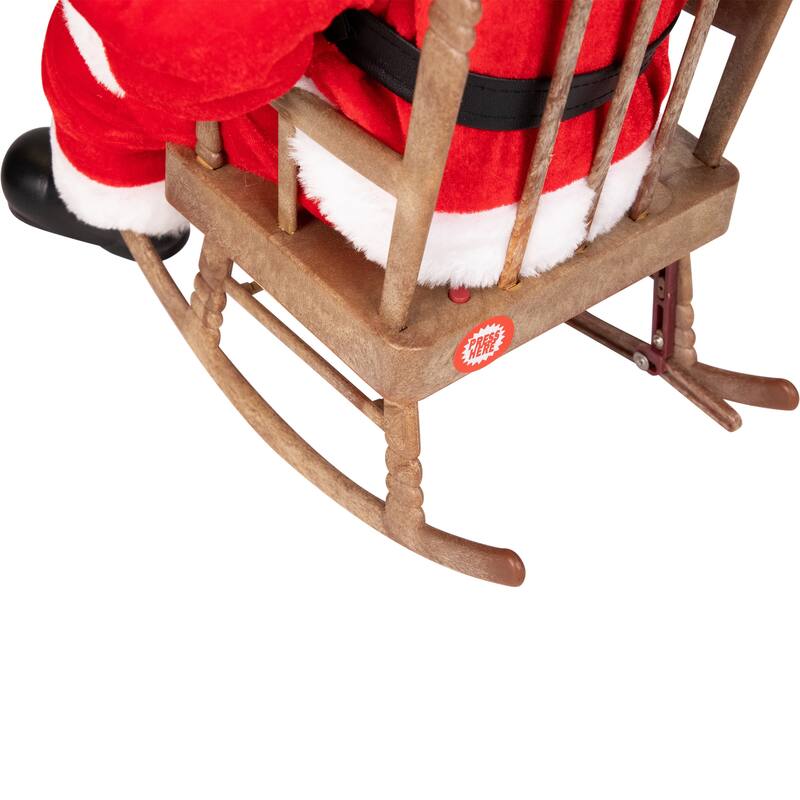 Animated Musical Santa in Rocking Chair Christmas Decoration - 14"