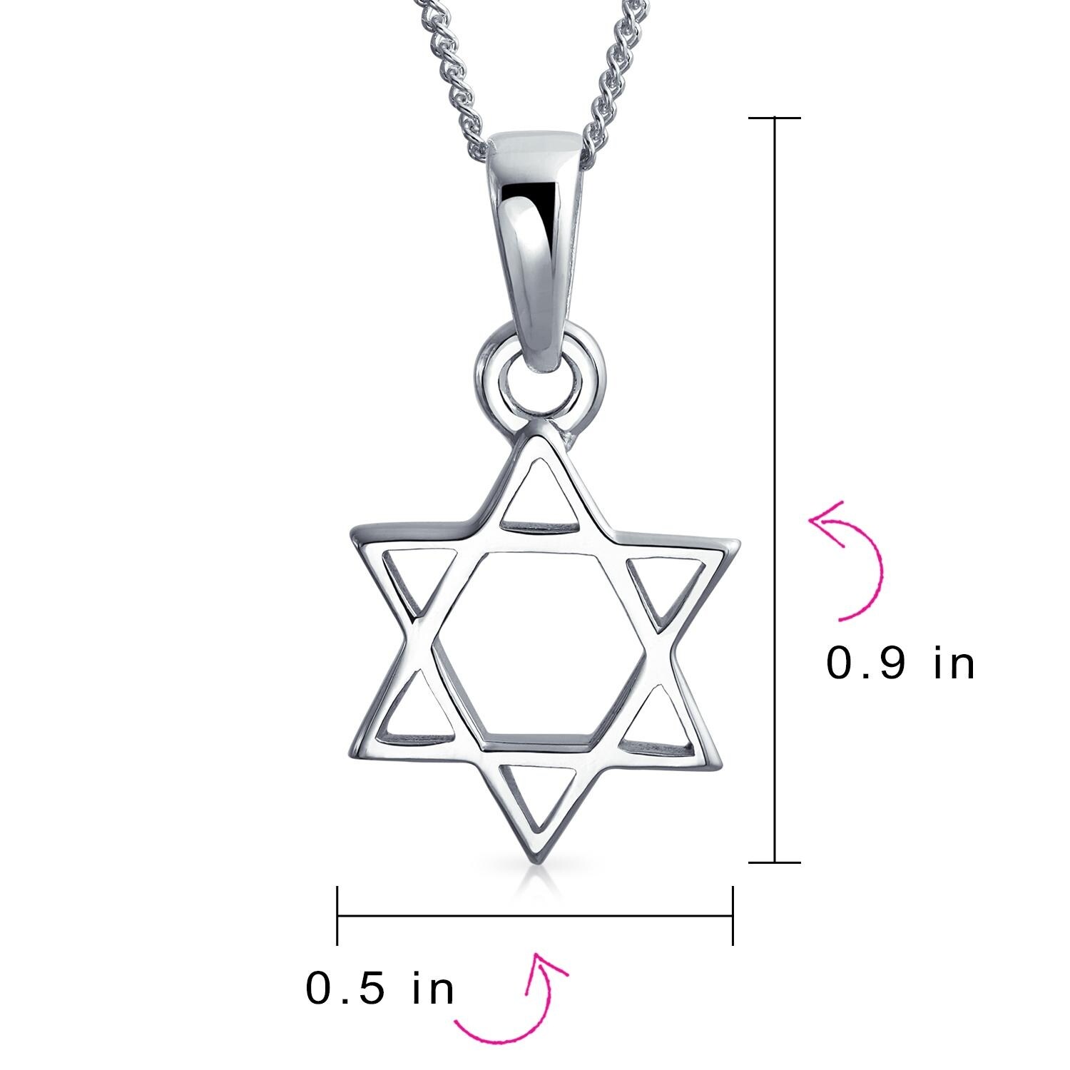 Sterling Silver Jewish Star of David Pendant Necklace 18 Snake Chain