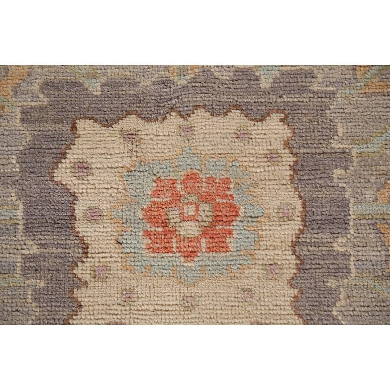 Vegetable Dye Oushak Turkish Large Area Rug Handmade Grey Wool Carpet - 10'2"x 13'9"