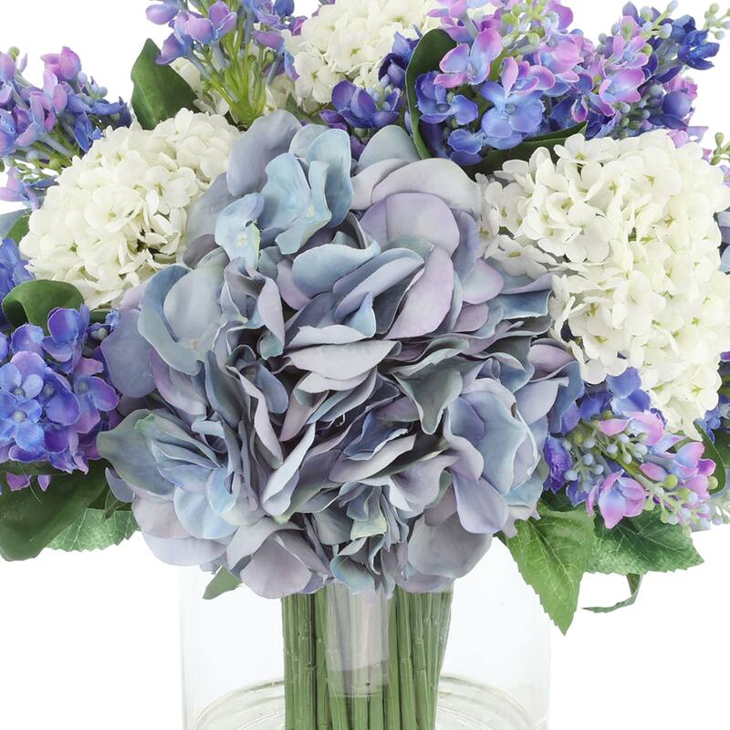 Modern Floral Arrangement with Hydrangeas, Viburnum and Lilacs