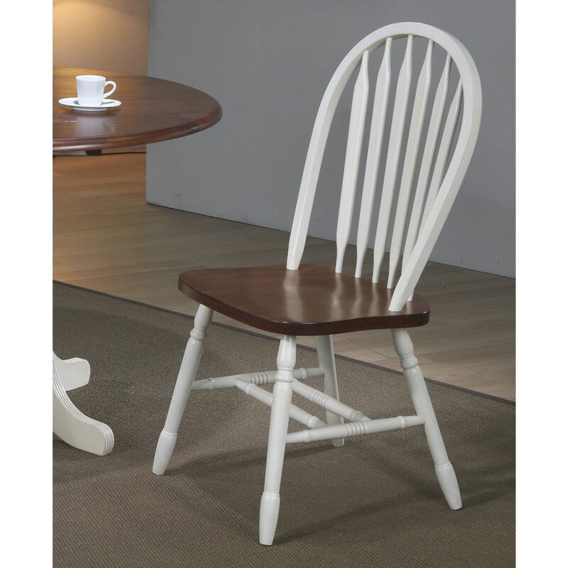 Extendable Dining Set 7 Piece Oval Table & 6 Chairs - Antique White & Chestnut Brown