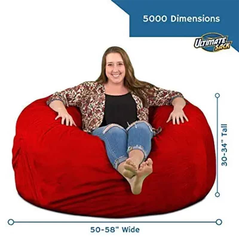 Ultimate Sack 5ft Bean Bag Chair and Footstool, Oversized Lounger, Navy Suede