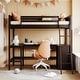 preview thumbnail 5 of 16, Twin Size Wooden Loft Bed with Ladder, Shelves and Desk, Espresso