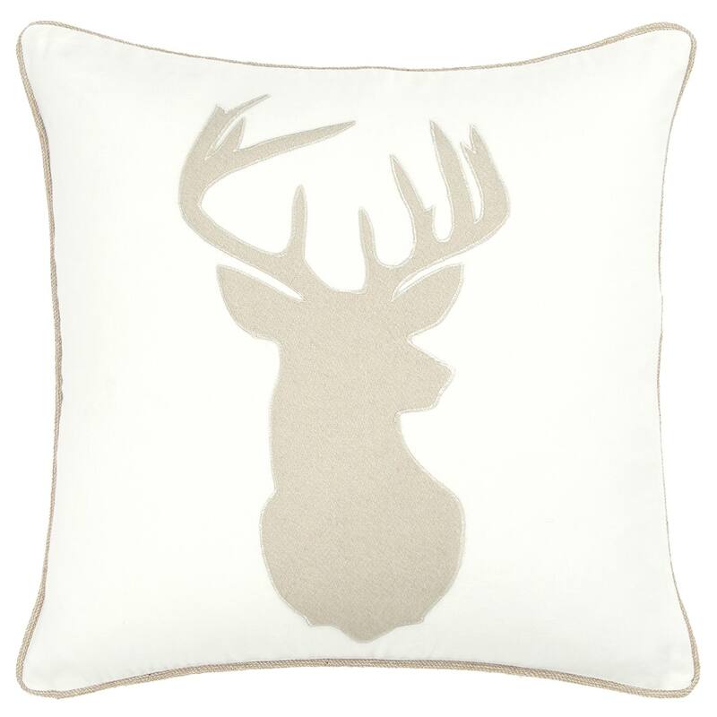 Ivory Tan Reindeer Down Filled Throw Pillow