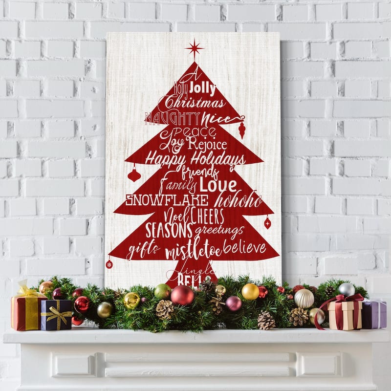 Holly Jolly Christmas Tree-Premium Gallery Wrapped Canvas - Ready to Hang
