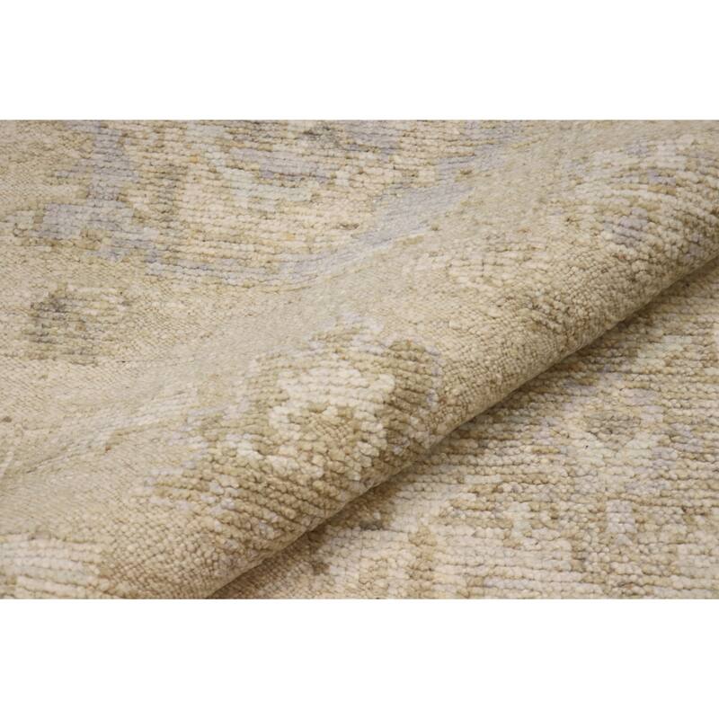 Pasargad Home Oushak Hand-Knotted Cream Wool Area Rug
