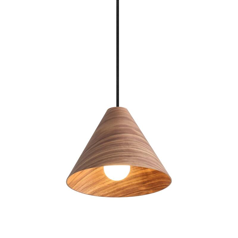 Conique 1-Light Mini Pendant in Dark Walnut - Silver