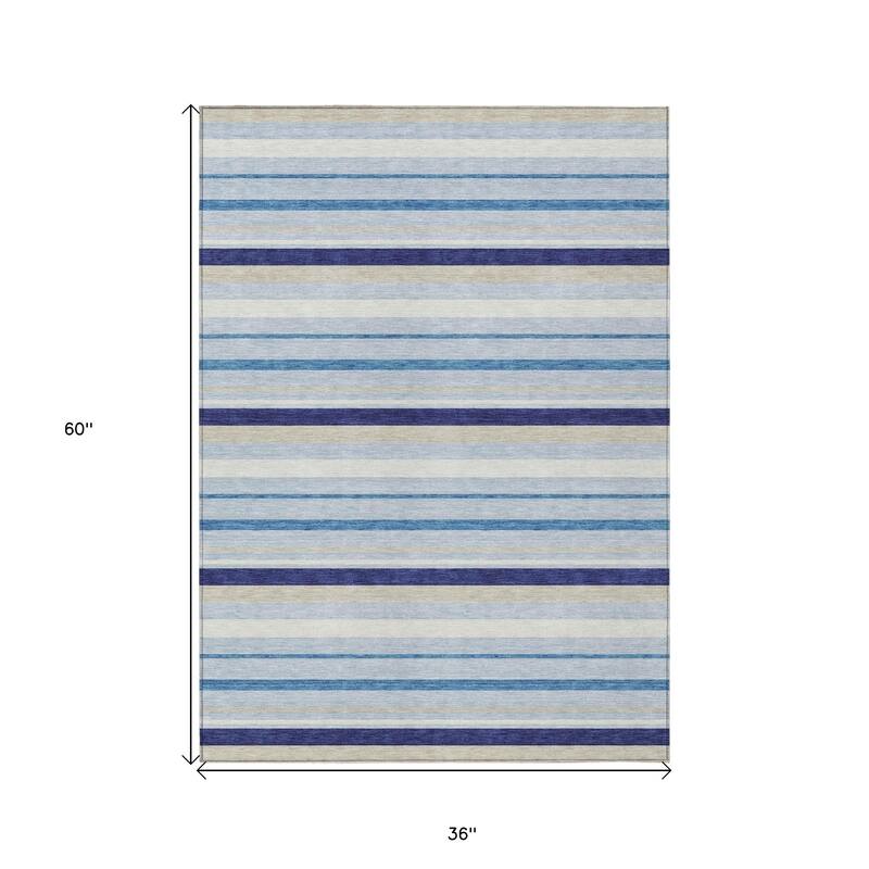 HomeRoots Striped Transitional Rectangle Outdoor Rug