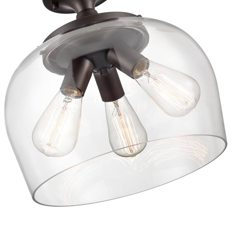 Millennium Lighting Ashford 3 Light Semi-Flush Ceiling Fixture in Multiple Finishes with a Clear Glass Shade