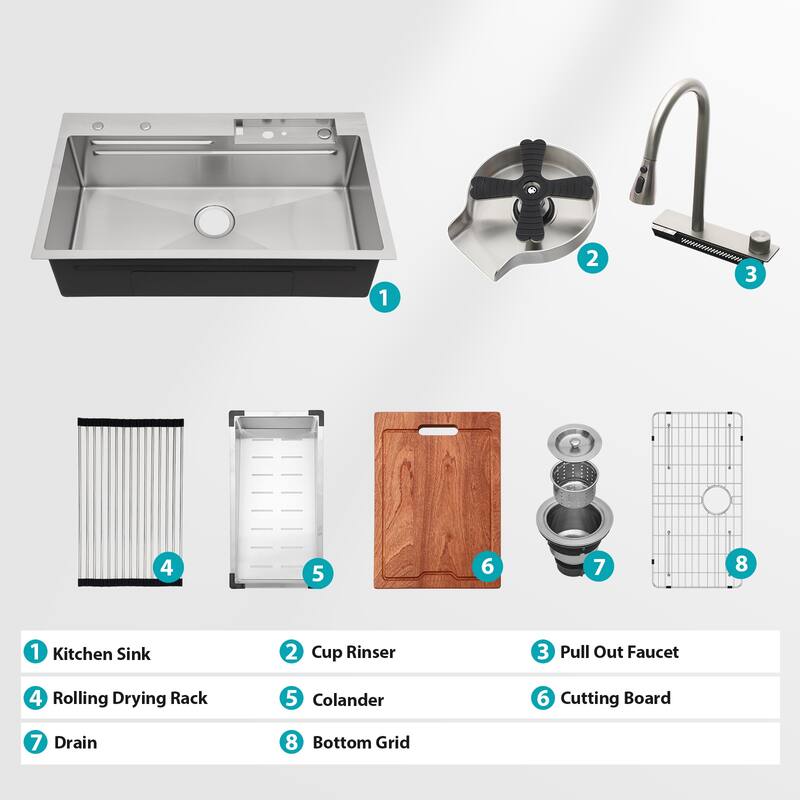 33" Drop-In 16 Gauge Single Bowl Stainless Steel Kitchen Sink - 33'' x 19.29'' x 9''