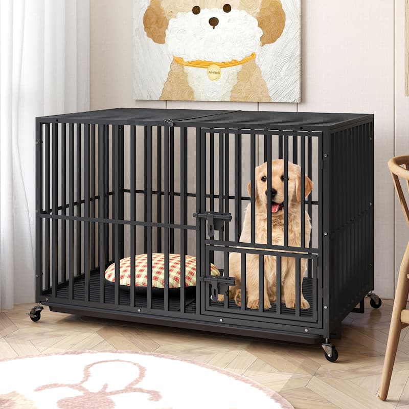 Escape Proof Dog Cage Kennel with Lockable Wheels