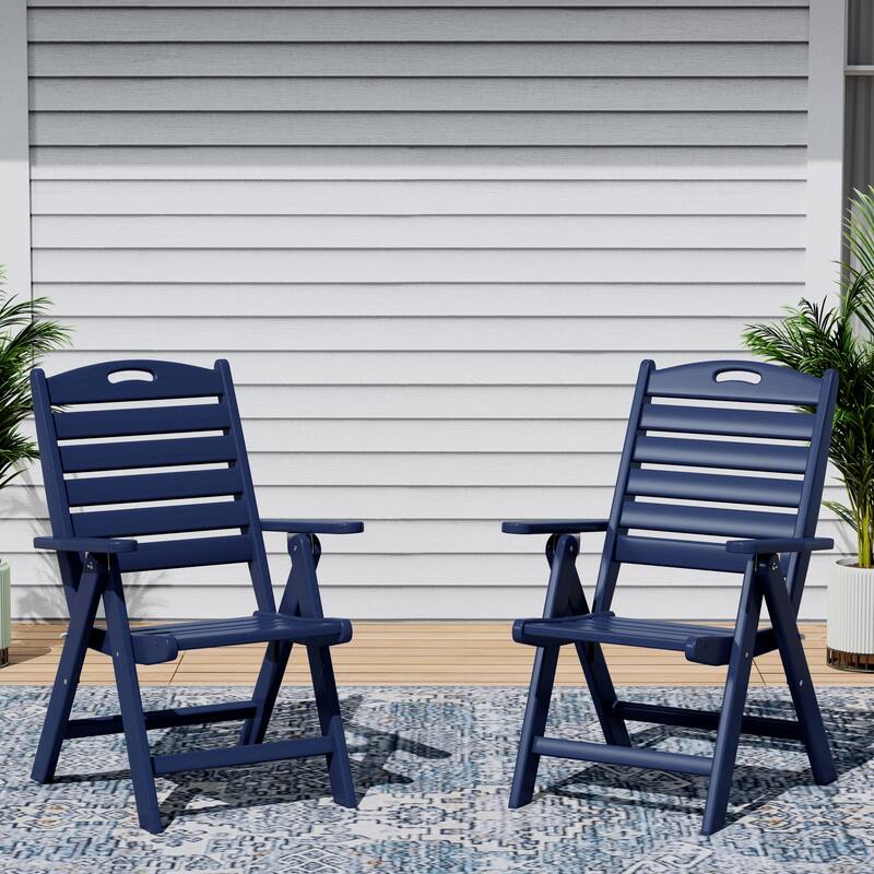 Coastline Patio Folding Highback Dining Chair Set of 2