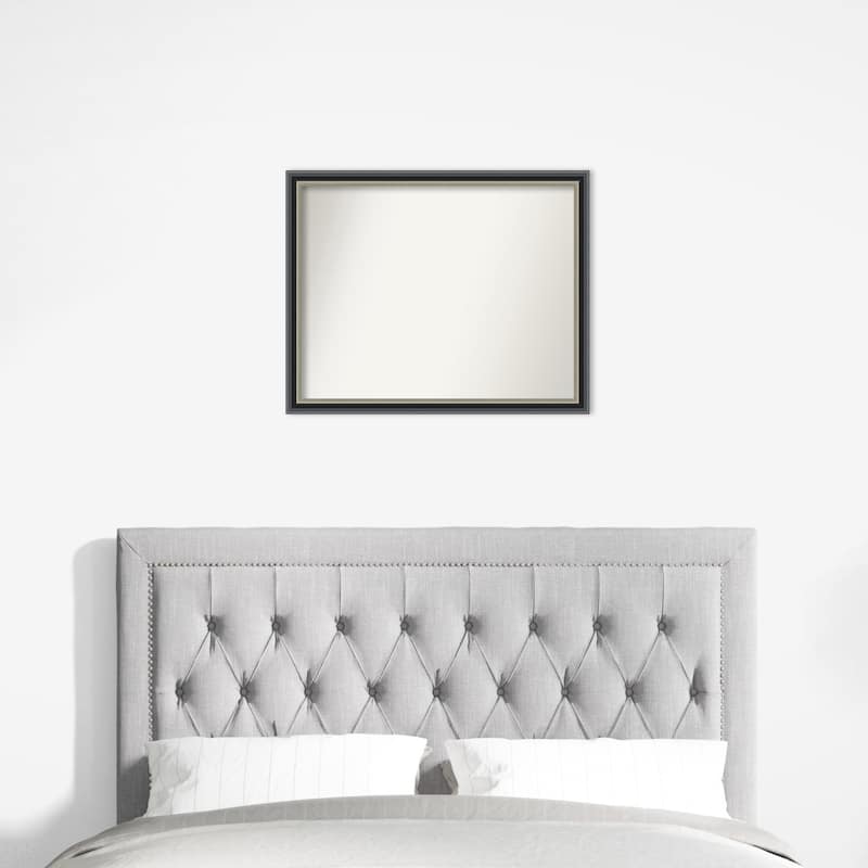 Theo Black Silver Non-Beveled Wood Framed Wall Mirror - Theo Black Silver