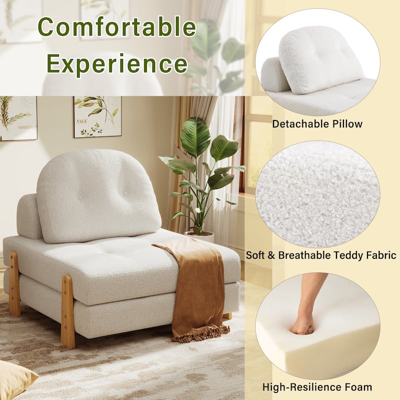 Christopher Knight Home - Lunessa Modern Upholstered Folding Ottoman with Backrest and Convertible Sleeper Design