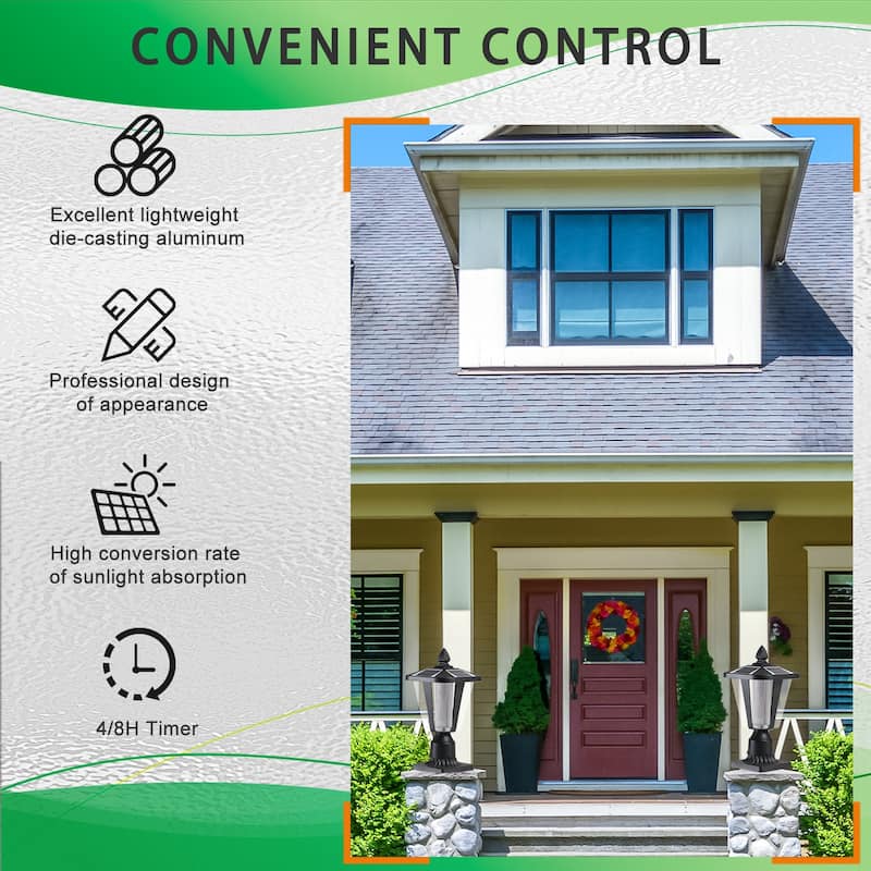 Anmytek Solar Post Light Outdoor Garden Pathway Patio Driveway Lighting Weather Resistant