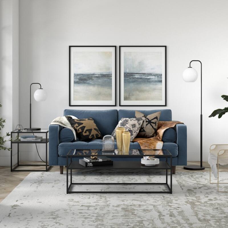 62" Arched Floor Lamp with Glass Globe Shade for Living Room