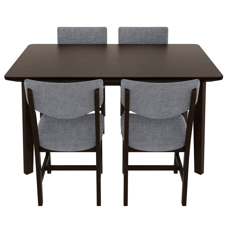 5 -Piece Dining Set with Solid Wood Table and 4 Upholstered Dining Chair