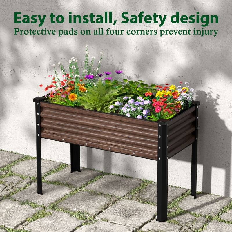 VEIKOUS 7.5 Cu.ft Galvanized Steel Raised Garden Bed, Large Outdoor Planter Box with Drainage Holes