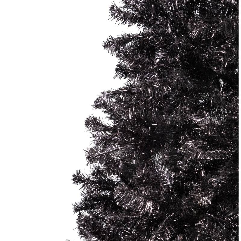 Artificial Tinsel Halloween Tree - 9' - Black - Unlit - 9 Foot