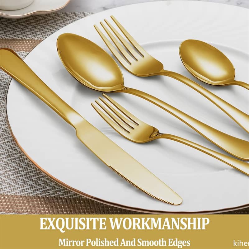 60 Pcs Silverware Set - 9.84*6.34*2inch - Gold