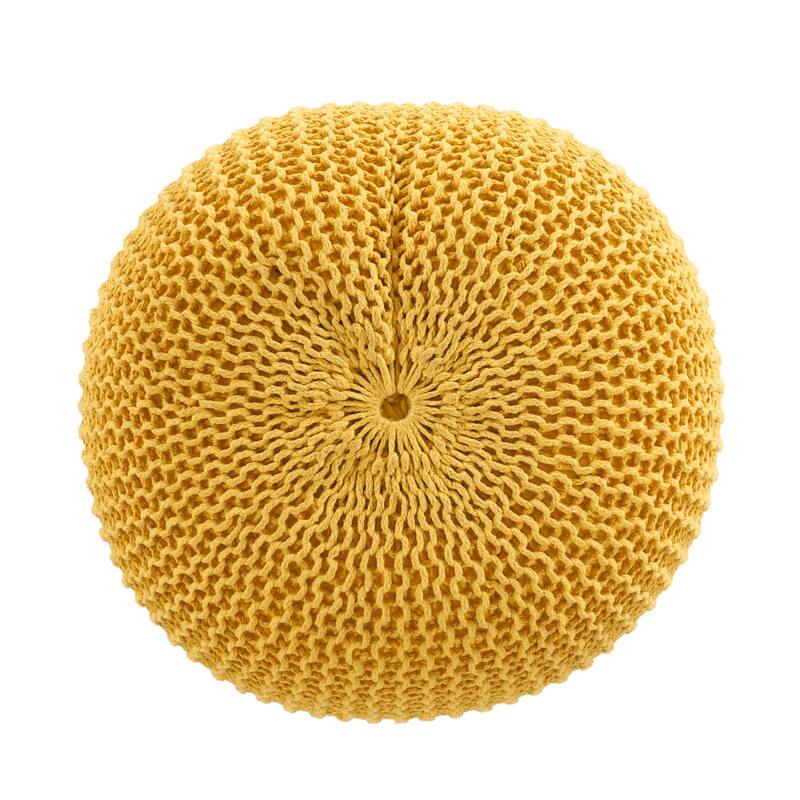 Bordeaux Knitted Cotton Round Pouf,Comfortable choice, multiple functions, classic design, and cozy corners