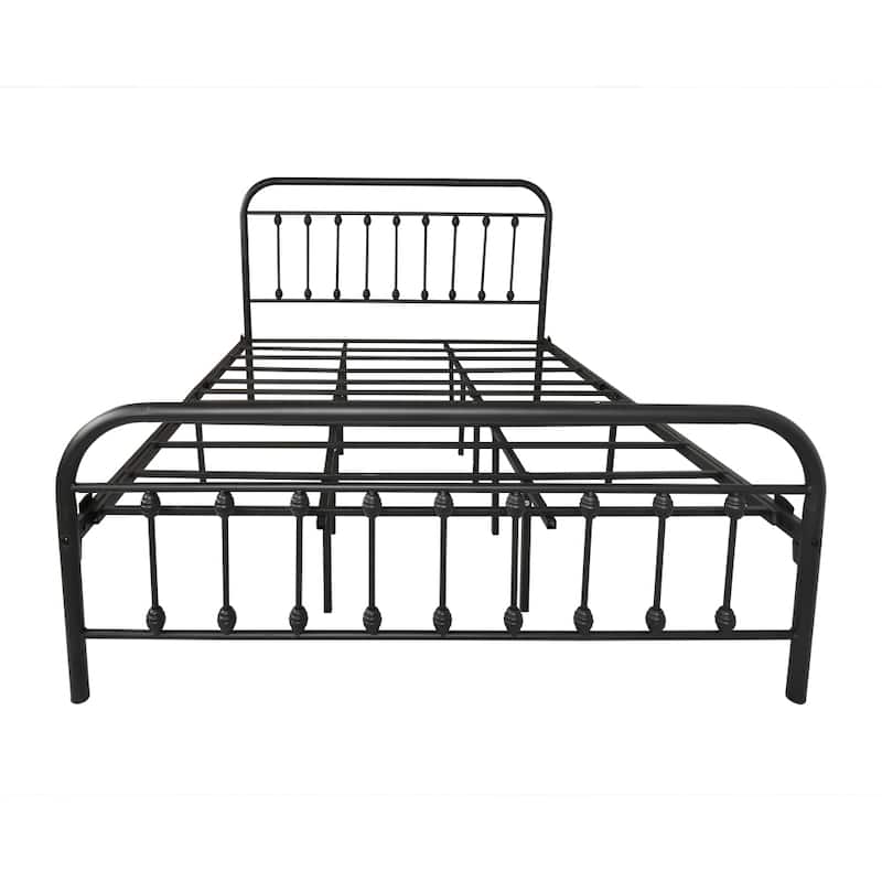 Vintage Metal Bed Frame Heavy Duty Steel Slats