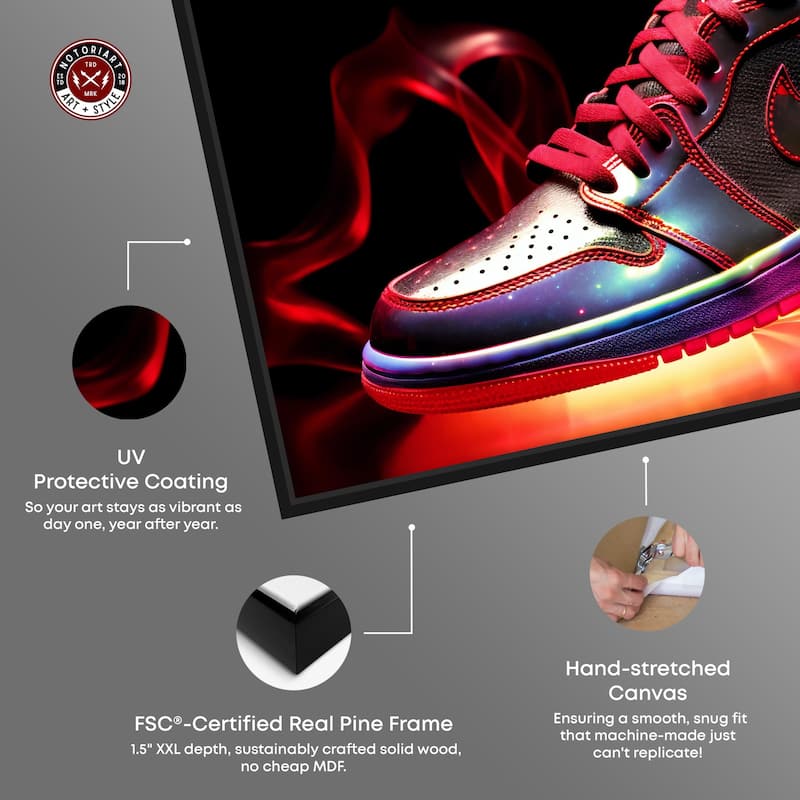 Notoriart Flaming Hot Sneaker Ii Framed Sneaker 1 Piece Canvas Wall Art