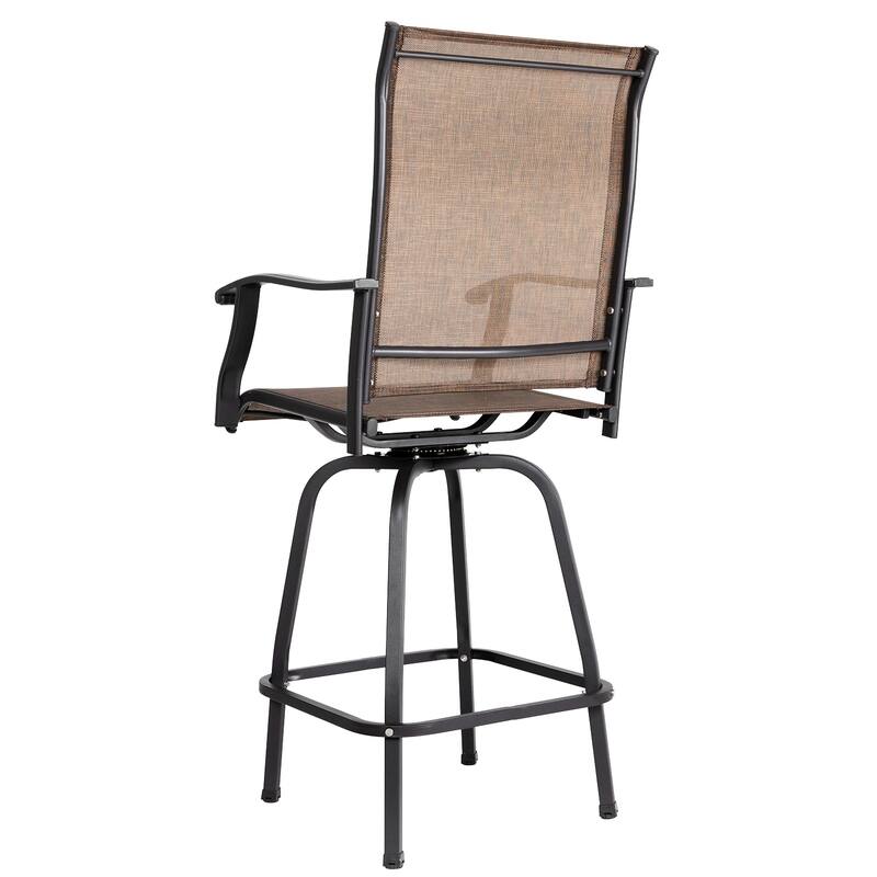 Outdoor Patio Swivel Bar Stools, All-Weather Textilene, Brown
