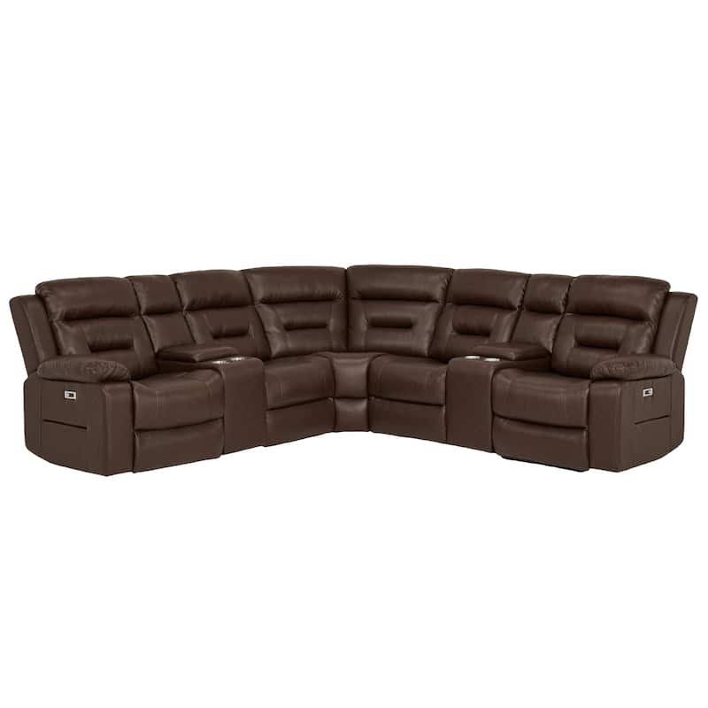 109" Power Reclining Sectional Couch, Modular Livingroom Recliner Sofa with 2 Storage Console & 4 Cup Holders