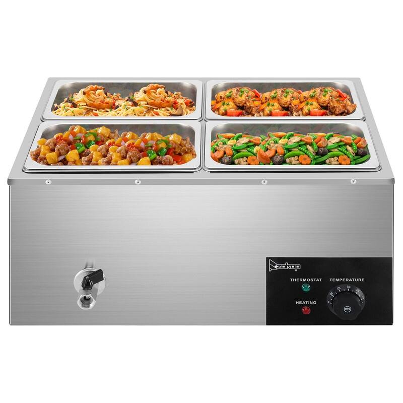 ZOKOP 600W 20Qt Stainless Steel Four Plates Heating Food Warmer