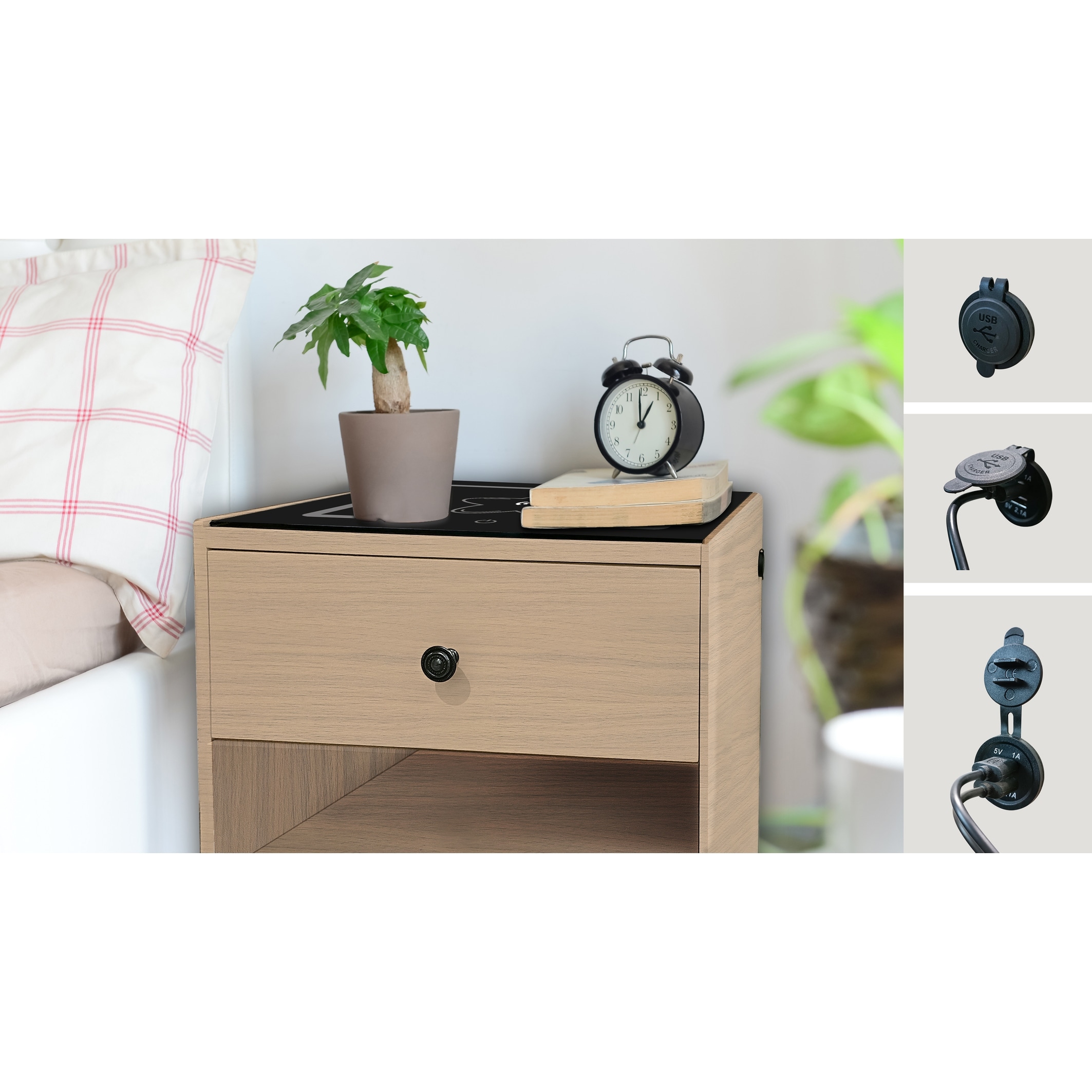 Nightstand with store usb ikea