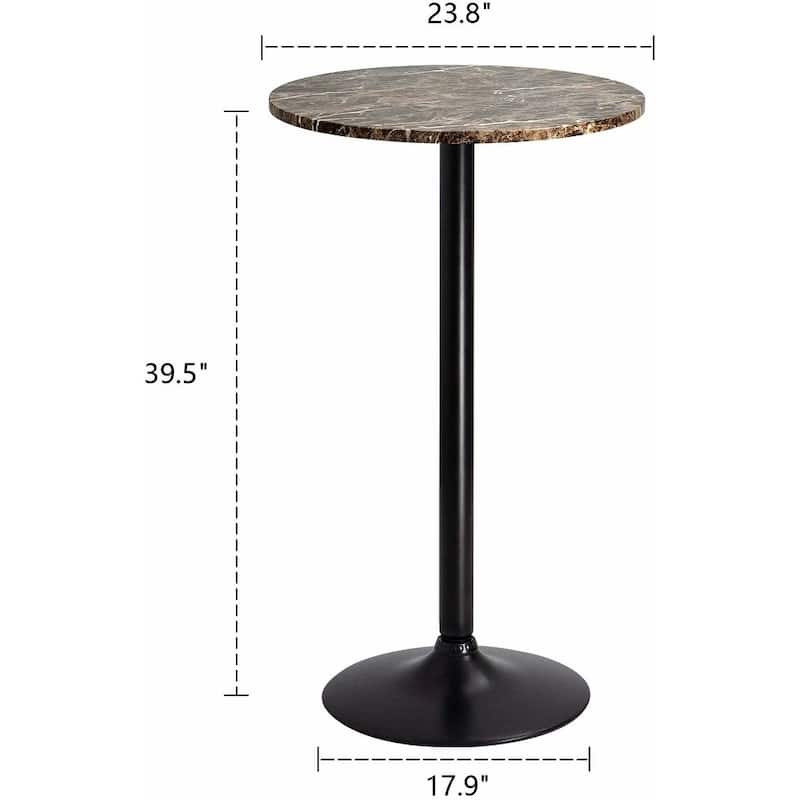 Homall Bistro Pub Table Round Bar Height Cocktail Table Metal Base MDF Top Obsidian Table with Black Leg 23.8inch Top - N/A