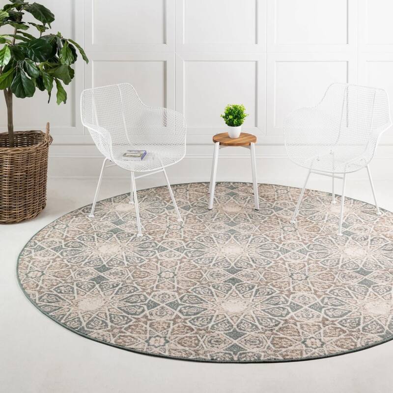Contemporary Daisy Collection Area Rug - Multi - 8' Round