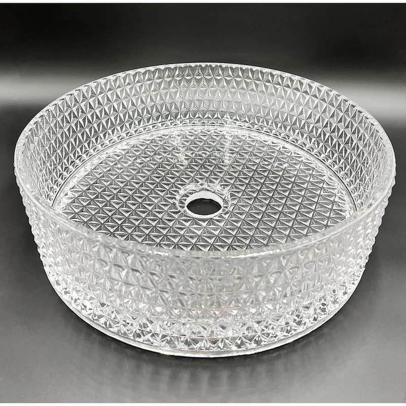 Scotch Round Basin Glass Crystal Bathroom Vessel Sink in Multiple Colors
