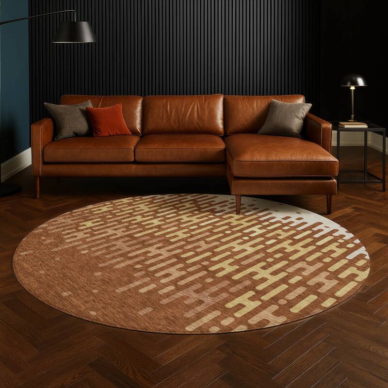 Machine Washable Indoor/ Outdoor Modern Kingman Chantille Rug