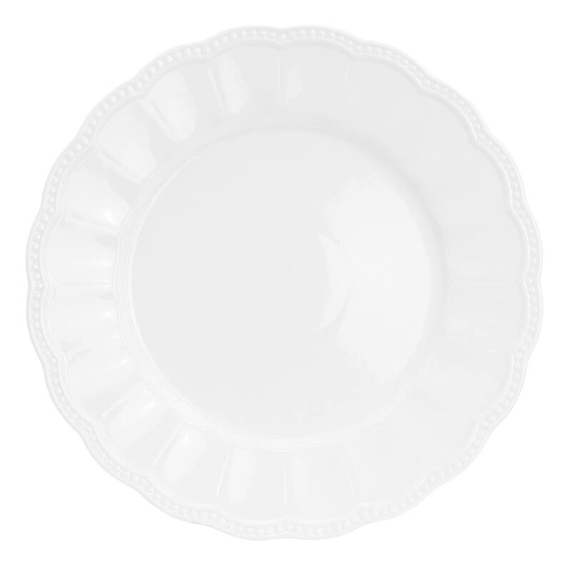 12 Piece Fine Ceramic Embossed Dinnerware Set in White