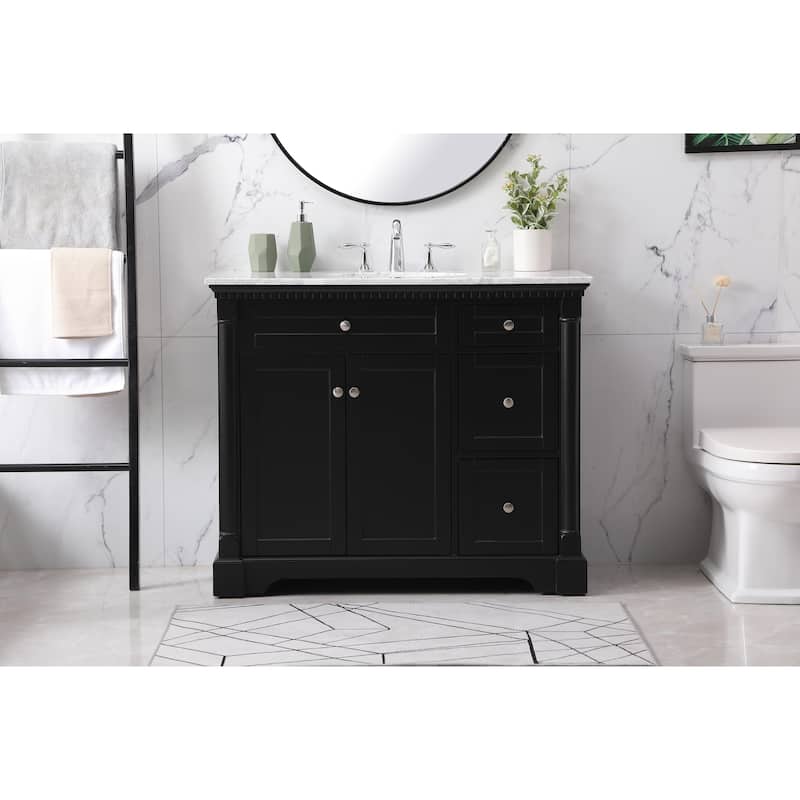 Petal 36 - 48 Inch Single Bathroom Vanity - Black - 42 Inches
