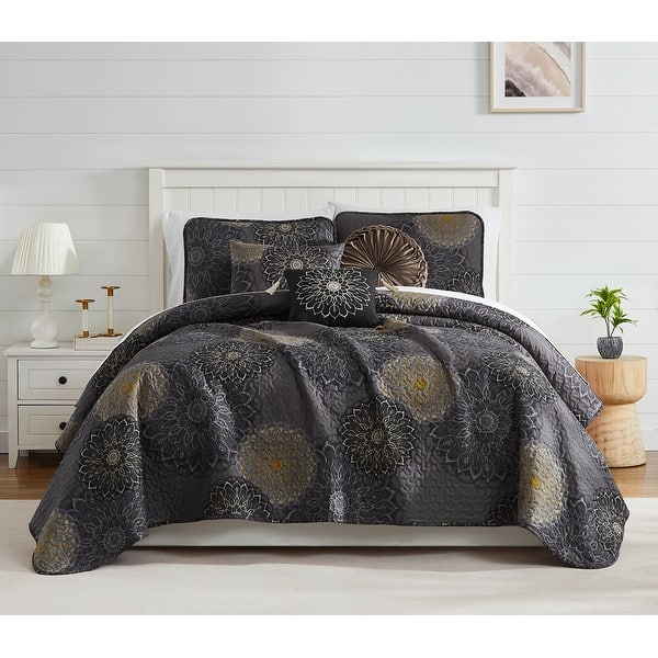 Midnight Floral Quilt Bedding Set Bed Bath & Beyond 36132149