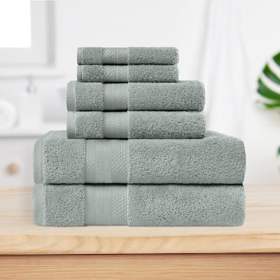 Superior Turkish Cotton 6 Piece Solid Plush Heavyweight Towel Set