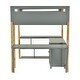 preview thumbnail 12 of 17, Gray Twin Size Solid Wood Loft Bed with Storage Cabinet & Desk