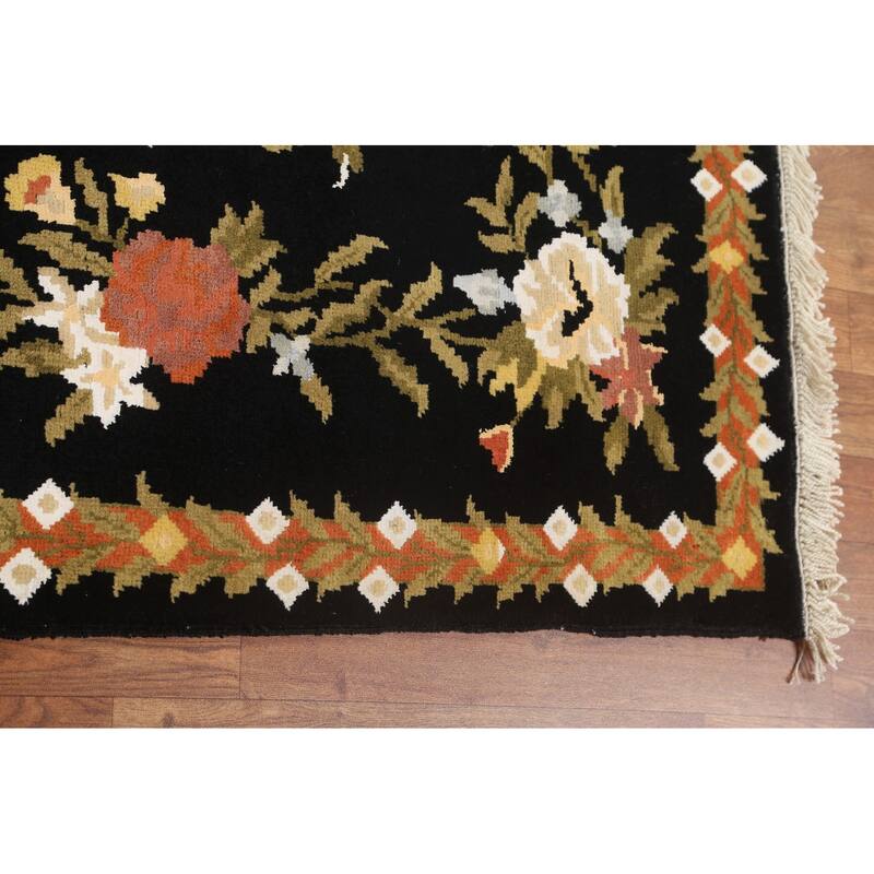 Vegetable Dye Wool/ Silk Aubusson Area Rug Hand-knotted Office Carpet - 5'9" x 8'2"