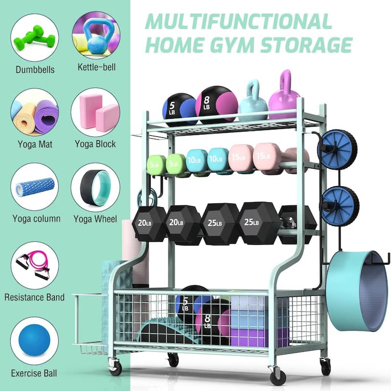 Dumbbell Rack with Wheels for Home Gym