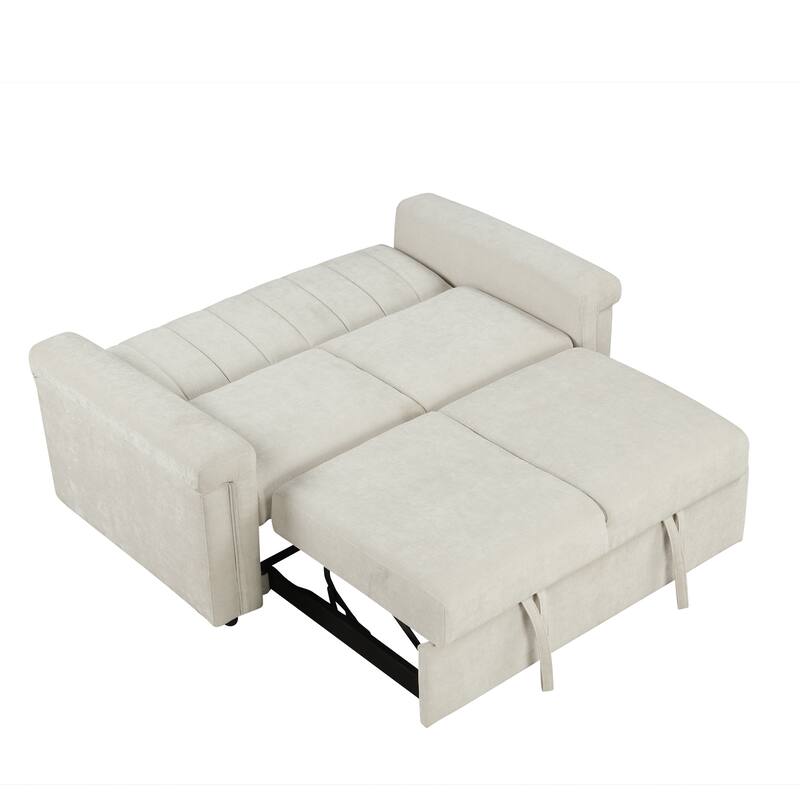 2-in-1 Convertible Sofa Pull Bed, Multi-Functional Loveseat Sofa, Upholstered 2-Seater Sofa with Adjustable Back