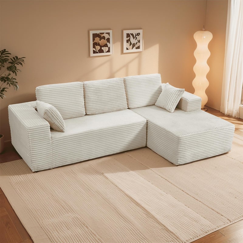 Indoor 108" Oversized Sofa Lounge Chair for Living Room,Bedroom - Right Armrest & Beige Color