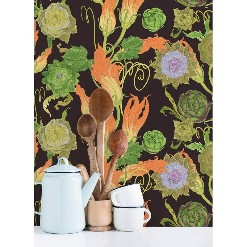 Rachel Antonoff Black Artichoke Peel Stick Wallpaper
