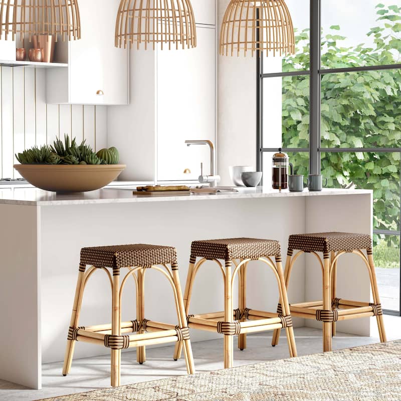 Robias 24.5" Rattan Rectangular Counter Stool
