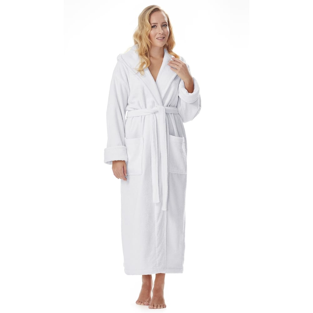 Women's Cotton Hooded Full Length Turkish Bathrobe